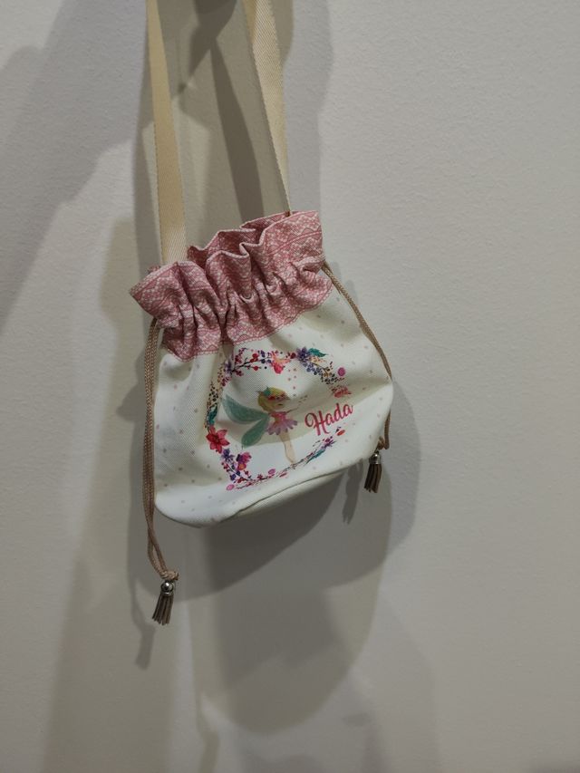 Bolso niña hada rosa blanco