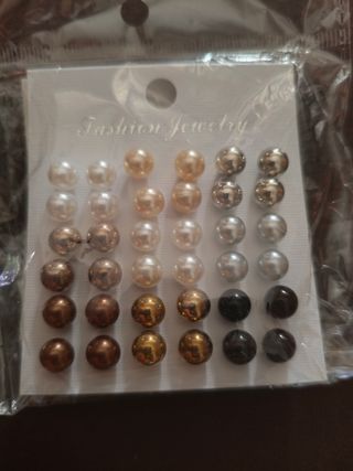 12 pares Pendientes perlas