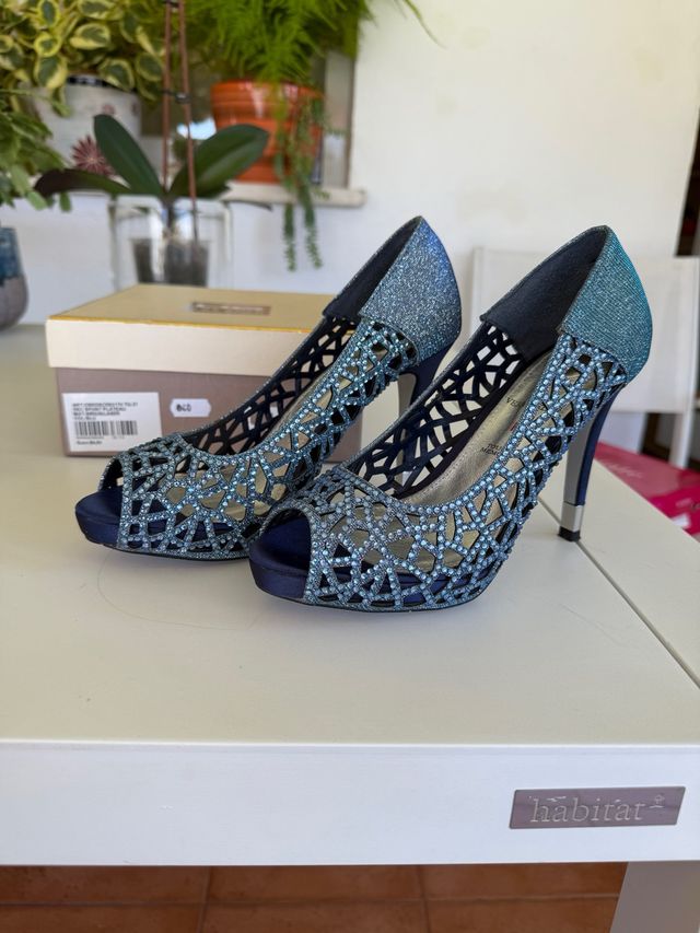 Tacones azul brillante Talla 37