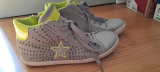 Scarpe sportive alte grigio-giallo