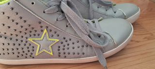 Scarpe sportive alte grigio-giallo