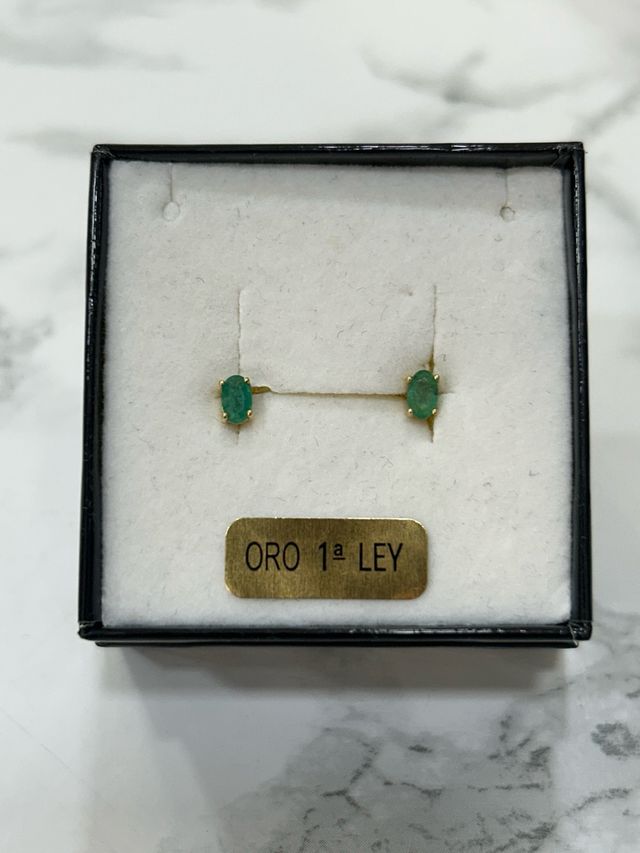 Pendientes Oroley oro 18 kt esmeraldas ovaladas