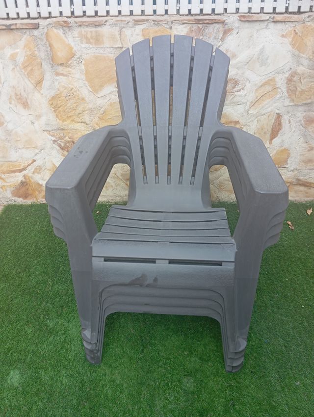 4 Sillones jardín - plástico marrón