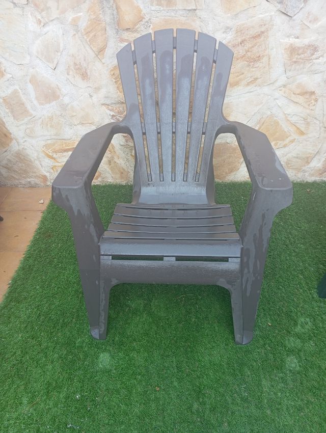 4 Sillones jardín - plástico marrón