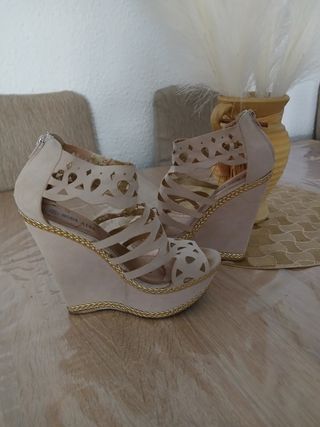 Tacones Moda Aire beige-dorado