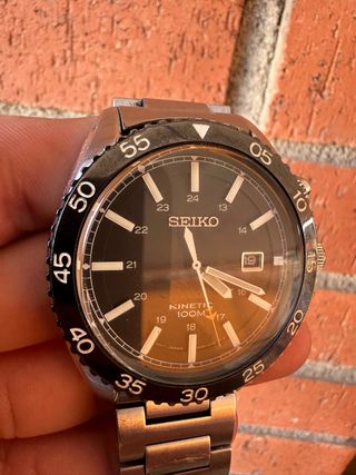 Reloj Seiko Kinetic 100m - Negro/Plata