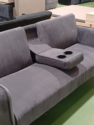 Sofá cama gris terciopelo