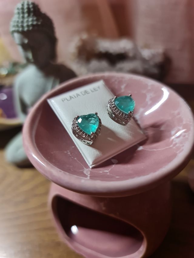 Pendientes Plata Ley corazón turquesa