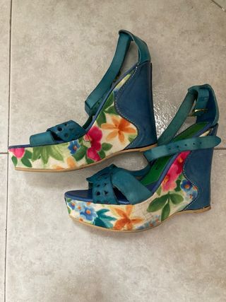 Sandali CafèNoir blu multicolor taglia 36 tacco 12