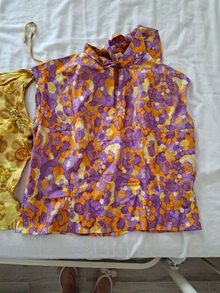 Blusas seda vintage flores