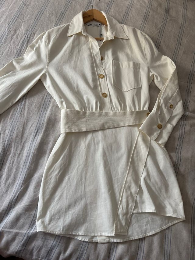 Vestido camisa Zara blanco