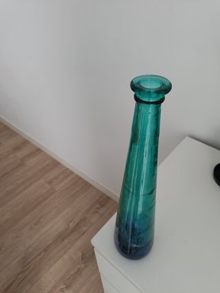 Jarrón azul verdoso de cristal