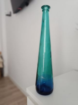 Jarrón azul verdoso de cristal