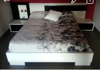 Cama matrimonio blanco-negro moderna
