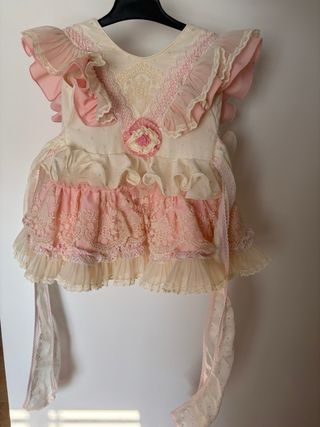 Traje gitana bebé beige-rosa 12-18 meses 