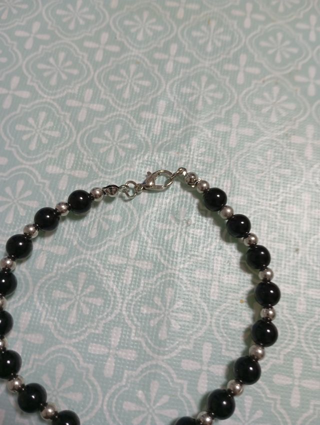 Pulsera Obsidiana Negra y Acero