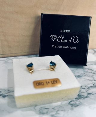 Pendientes topacio azul oro 18k