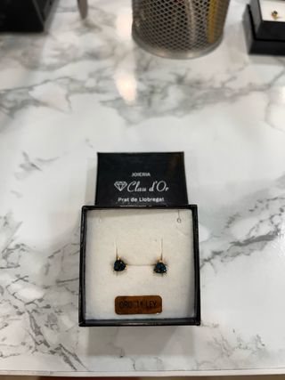 Pendientes topacio azul oro 18k