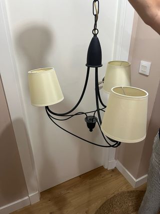 Lampara techo 3 luces negra metal