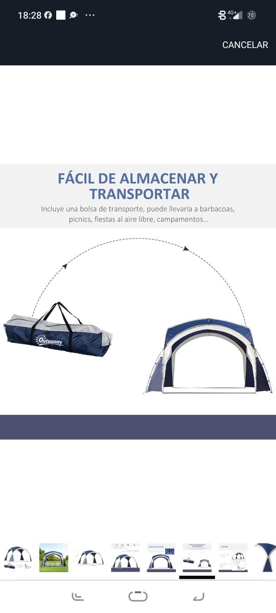 Carpa Outsunny azul y gris