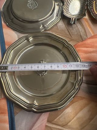 Decoración bandejitas metal plateado