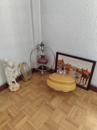 LÁMPARAS VINTAGE + CUADRO + FIGURA 