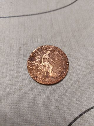 Moneda antigua de cobre 1870