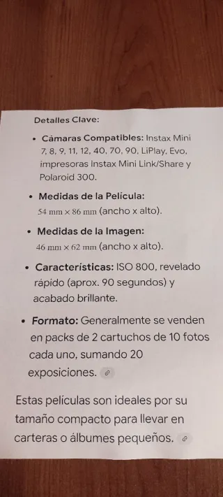 6x Fujifilm Instax Mini 20 Fotos