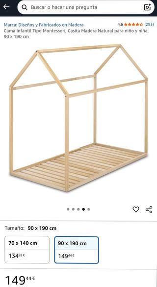 Cama Montessori madera 90x190