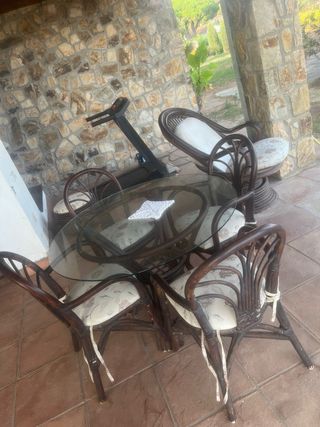 Conjunto jardín mimbre - Mesa y sillas