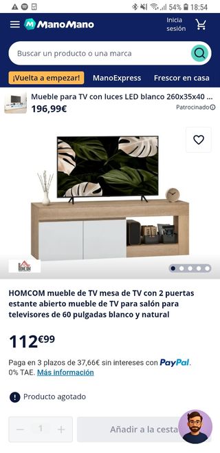 HOMCOM Mueble TV 2 puertas