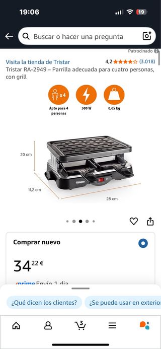 Parrilla Raclette Tristar - Negra