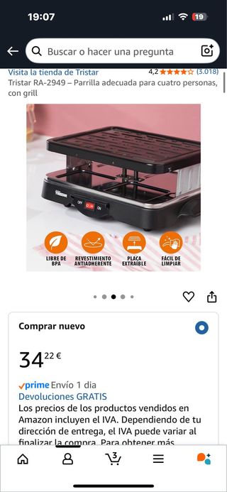 Parrilla Raclette Tristar - Negra