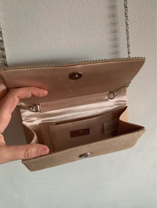 Bolso fiesta pedrería beige-dorado