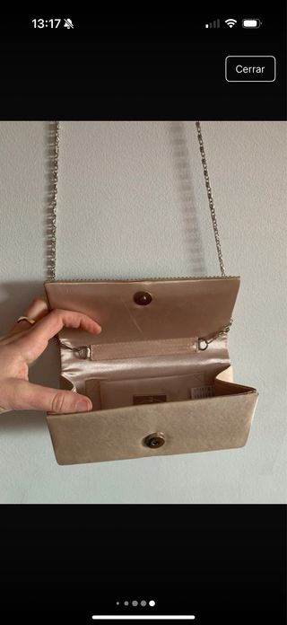 Bolso fiesta pedrería beige-dorado