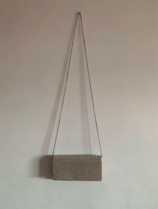 Bolso fiesta pedrería beige-dorado