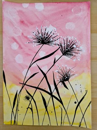 Acuarela floral original nueva