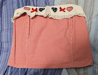 Top corsé vintage rojo blanco