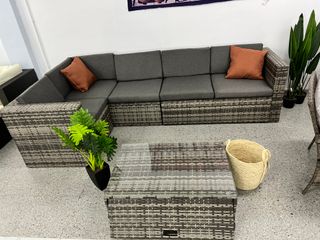 Conjunto terraza mimbre - Mesa y sofá