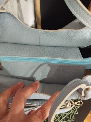Bolso shopper piel azul The Genuine leather 