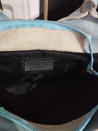 Bolso shopper piel azul The Genuine leather 