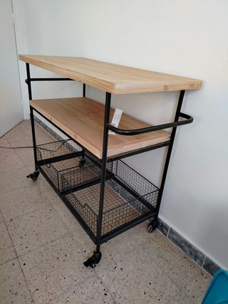 Carrito auxiliar madera metal