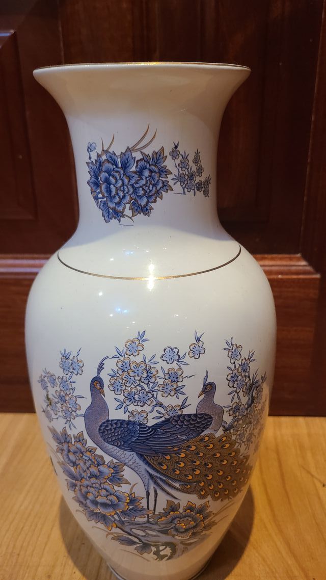 Jarrón porcelana china, Pavo real