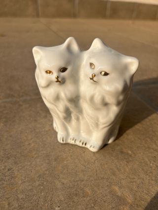 2 Gatos porcelana | dorados