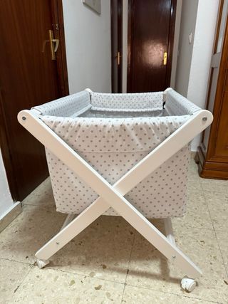 Minicuna bebé plegable, estrellas grises