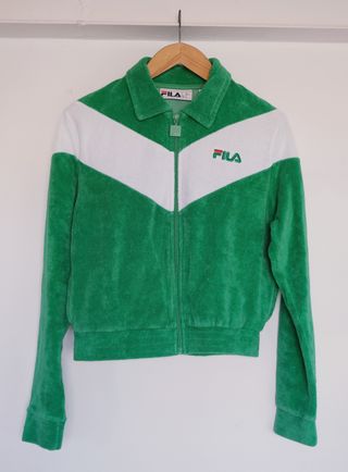 Chaqueta Fila vintage verde y blanca - Talla S