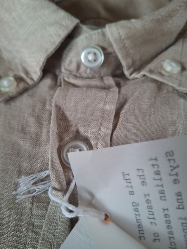 Camicia lino beige uomo