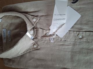 Camicia lino beige uomo