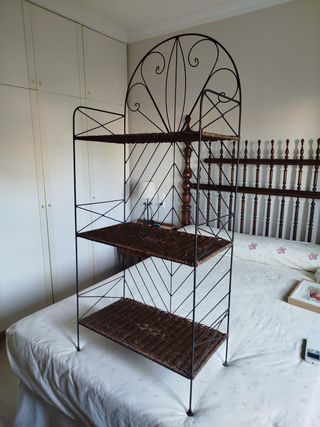 Estantería 3 niveles mimbre metal