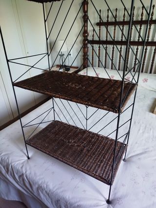 Estantería 3 niveles mimbre metal